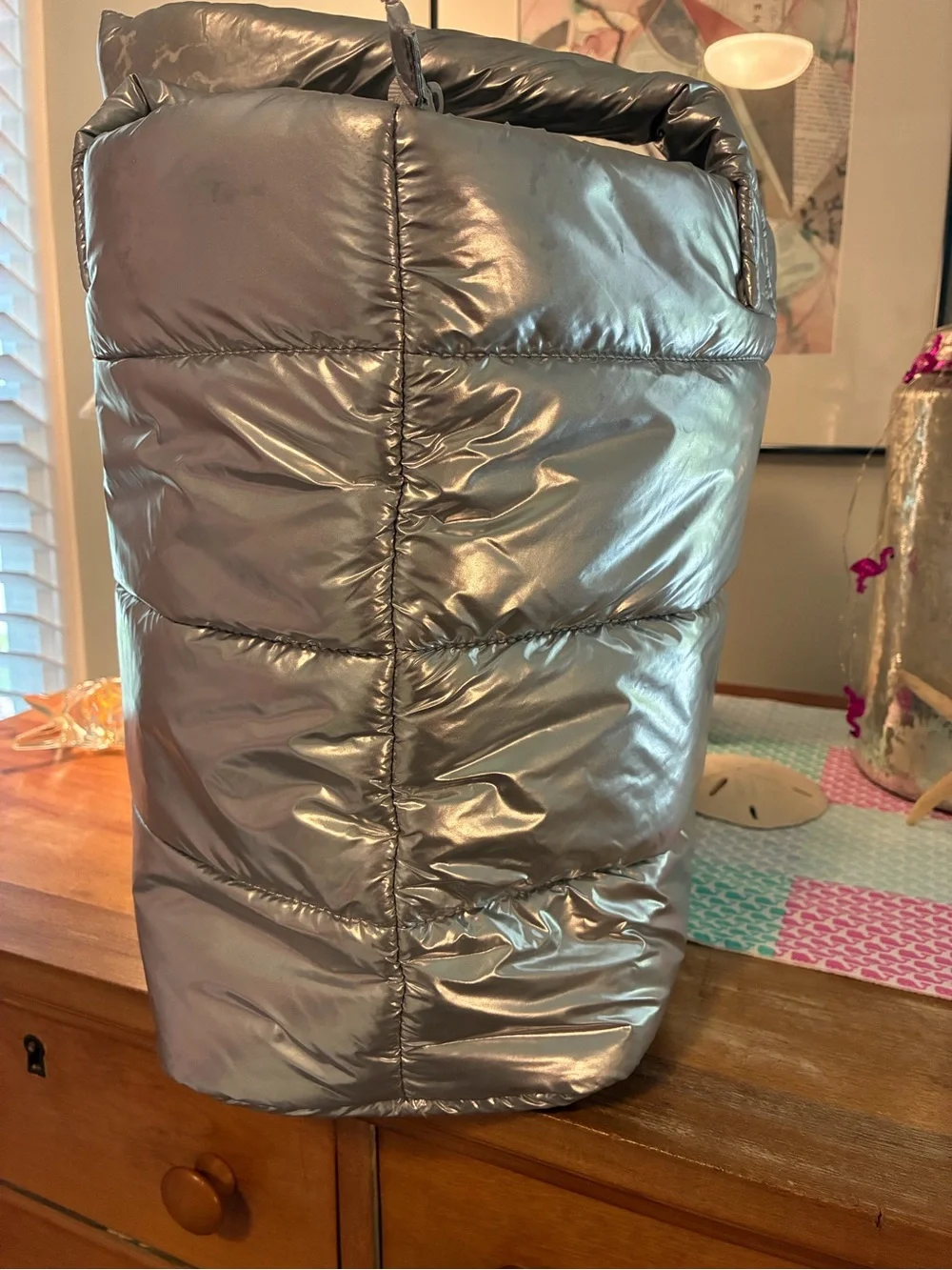 GAP Quilted Metallic Silver Tote Bag